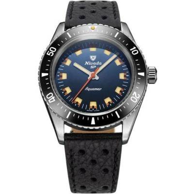 Nivada Grenchen Aquamar Blue - Black Racing strap