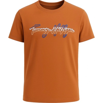 Tommy Hilfiger pánské tričko s krátkým rukávem Written Logo orange red