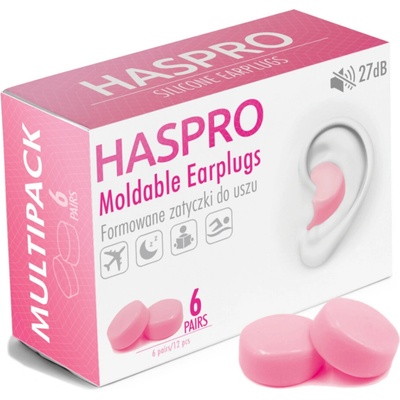 HASPRO 6P silikónové štuple do uší, ružové