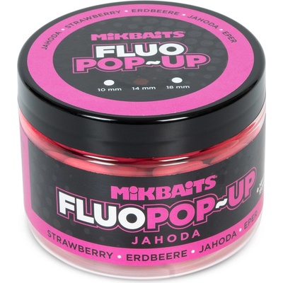 Mikbaits Boilies Fluo Pop Up Jahoda 150ml 14mm