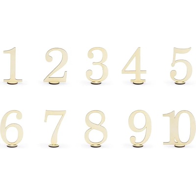 PartyDeco Дървени числа за маса 10 бр
