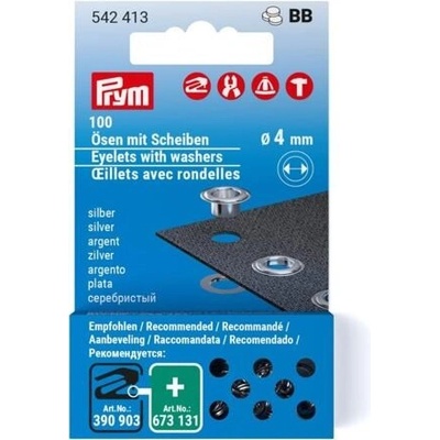 Průchodky kovové s podložkou - PRYM průměr 4 mm