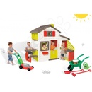 Smoby 8102012 Domček Priateľov s kuchynkou a tečúcou vodou + fúrik set s vedrom náradím a krhlou+kosačka