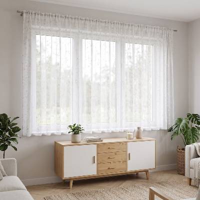 Takoy Hotová záclona 300x160 s potiskem větviček White nature-HT-01163 | 300 x 160 cm
