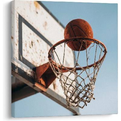 Obraz míč dopadající do basketbalového koše - 70x70