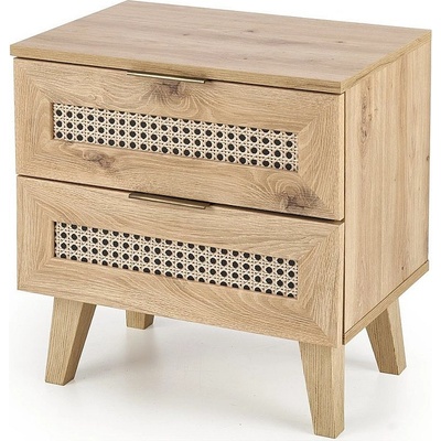 ЕВРОМАР Нощно шкафче borneo sn-1 дъб артизан с ратанова плетка
