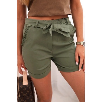 dámske šortky Leoa s mašľou a volánikmi biela