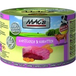 MAC's Mac’s Dog Adult, консерва за пораснали кучета, БЕЗ ЗЪРНО, с говеждо от врат и моркови (мин. 70% месо), 200 гр - Германия - 936VE