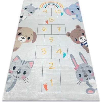 Nej-koberce Bambino 43092 zvířátka šedý / žlutý – Sleviste.cz