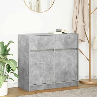 vidaXL Бюфет с чекмеджета, бетонно сив, 80x34x76 см, инженерно дърво (861538)