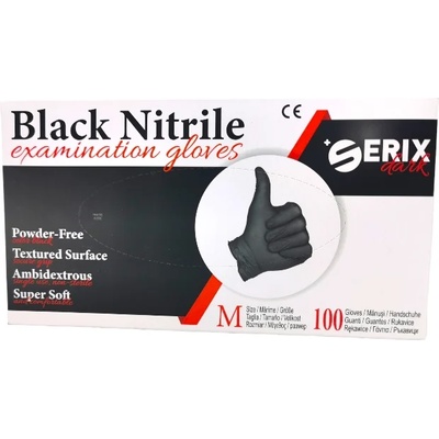 SERIX нитрилни ръкавици, Черни, 100броя, Размер m