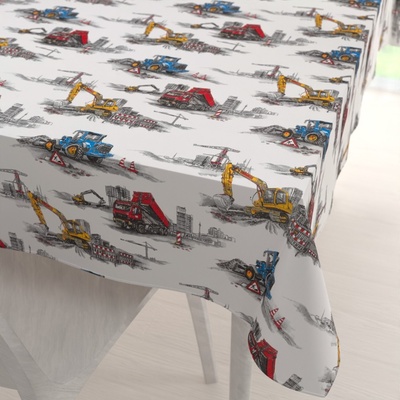 Biante bavlna obdélníkový ubrus Sandra SA-578 Náklaďáky a bagry na bílém 80x120 cm