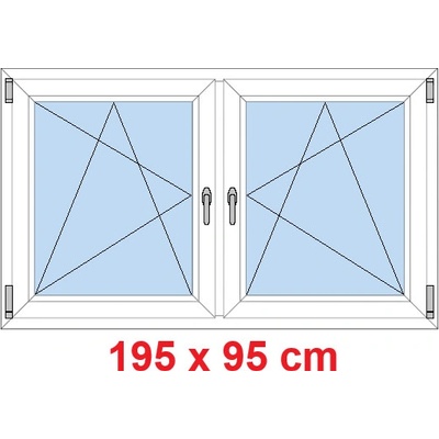 Soft Dvoukřídlé plastové okno 195x95 cm OS+OS se sloupkem Bílá