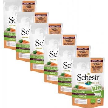 Schesir Cat bio sterilized hovädzie a kuracie s mrkvou 6 x 85 g