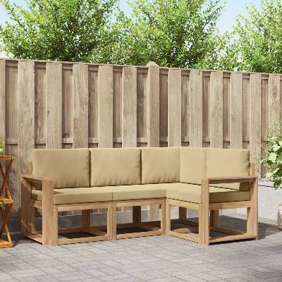 vidaXL Комплект дивани за открито 4 pcs Бяло и Бежово (3387567)