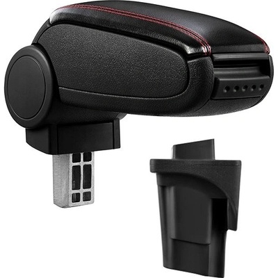 PROTEC Lakťová opierka, Seat Leon II 1P, syntetická koža, čierna, červené prešitie 2005 – 2012