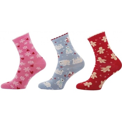 Novia Ladies Fashion dívčí / dámské ponožky vločky/perníček/lední medvěd set 3 páry