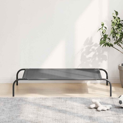 vidaXL Повдигнато легло за кучета сиво 110x65x20 cm Текстилен стомана (42000843)