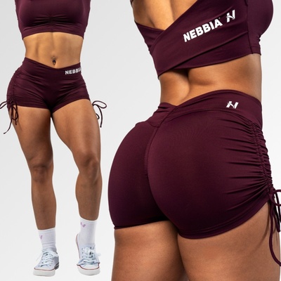 Nebbia Push-up šortky se šněrováním Strong Beauty 429 dark red