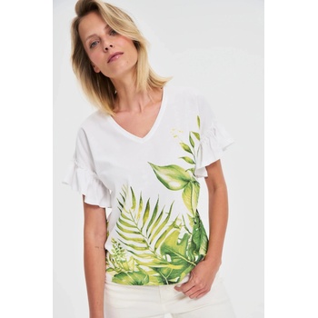 Moodo Бяла топ блуза с флорален принт Moodo | Zelen | ЖЕНИ | S