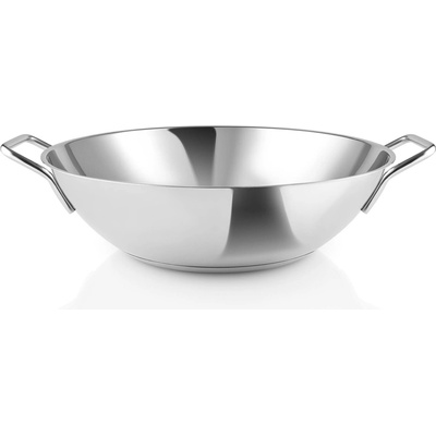 Eva Trio Stainless Steel Nerezová pánev WOK 32 cm, objem 5 l, čistá ocel bez povrchové úpravy, pro vysoké teploty, na indukci, do trouby, Eva Solo 313050