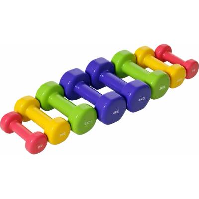 HOMCOM Sada 8 hexagonálních činek 20 kg 4 páry 4 kg 3 kg 2 kg 1 kg