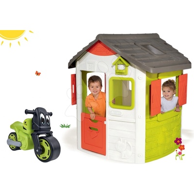 Smoby set domček Jura Lodge a BIG odrážadlo Racing Bike 810500-13