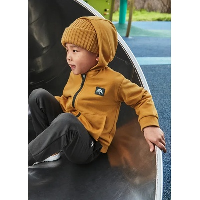 Mayoral Ватиран анцуг с бяла тениска explorer, суичър горчица и графитен спортен панталон за мини момче Mayoral