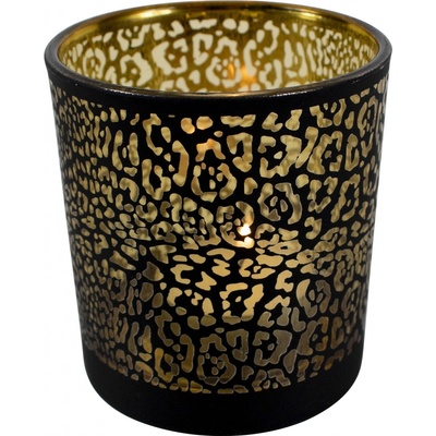 Černo zlatý skleněný svícen Jaguar L - 12*12*18cm - Mars & More