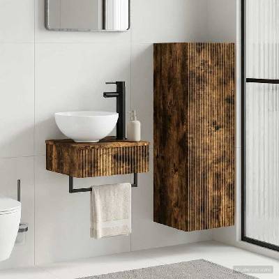 vidaXL Комплект мебели за баня 2 бр. Опушен дъб 33 x 34, 5 x 100 см (3406098)