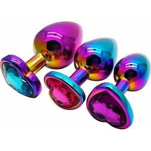 SuperLove Heart Jewel Butt Plugs Training Kit Multicolor