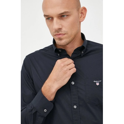 Gant Риза Gant мъжка в черно със стандартна кройка с яка с копче (3046400)