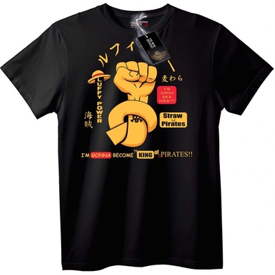 NOONEBRAND Тениска Луфи Силата на Слама Пиратите - 2XL, White