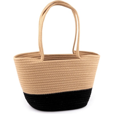 Prima-obchod Bavlněná kabelka 38x24 cm 2 přírodní černá hnědá
