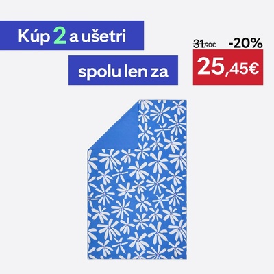 Decatlon uterák z mikrovlákna veľkosť 110 x 175 cm modrý s kvetovanou potlačou