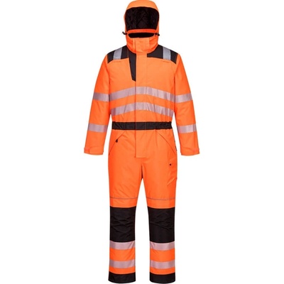 PortWest Kombinéza PW3 Hi-Vis PW352 zimní reflexní Oranžovo-černá