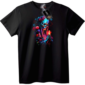 NOONEBRAND Тениска Неонов череп с цветя - 2XL, White