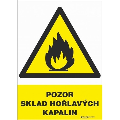 Sklad hořlavých kapalin, samolepka A4