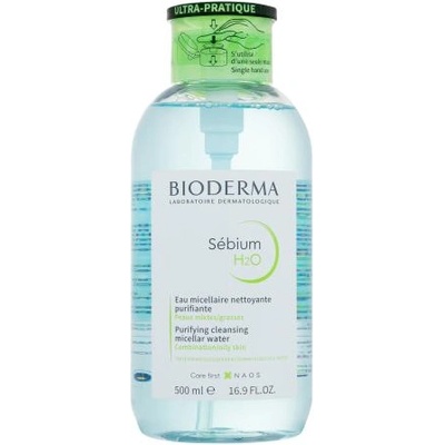BIODERMA Sébium H₂O With Dispenser 500 ml мицеларна вода за смесена до мазна кожа за жени