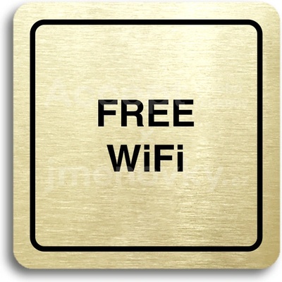 ACCEPT Piktogram free WiFi - zlatá tabulka - černý tisk