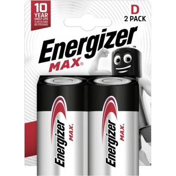 Energizer Батерии алкални Energizer Max, D, LR20, 1.5V, 2бр. в опаковка (E302306800)