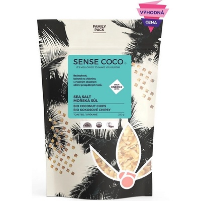 Sense coco Bio kokosové chipsy s mořskou solí family pack 250 g