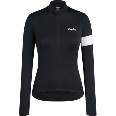 Rapha Дамска фланелка с дълъг ръкав за колоездене Rapha Women's Core Thermal Long Sleeve Jersey Cycling jersey - Black / White (156-2707-0115)