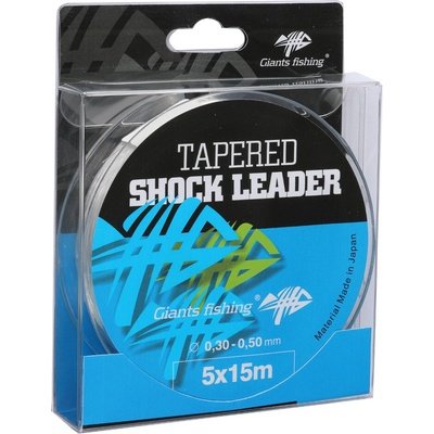 Giants Fishing ujímaný šokový vlasec tapered shock leader 5 x 15m 0,30 - 0,50mm