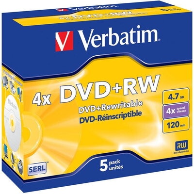 Verbatim Медия Verbatim DVD+RW SERL 4.7GB 4X MATT SILVER SURFACE (5 PACK) (43229)