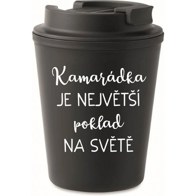 Giftela KAMARÁDKA JE NEJVĚTŠÍ POKLAD NA SVĚTĚ černý termohrnek 300 ml