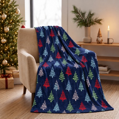 BBK vánoční deka z mikrovlákna Winter Vibes modrá 150x200