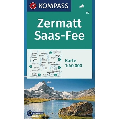 Kompass 117 Zermatt Saas Fee 1:40 000 turistická mapa