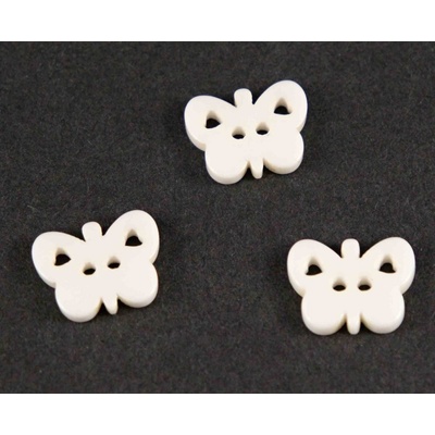 Motýlik - knoflík - tmavo biela - rozmery 1 cm x 1,3 cm