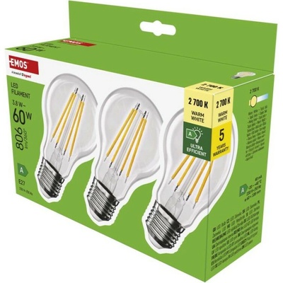 Emos Lighting LED žiarovka Filament A60 E27 3,8 W 60 W 806 lm teplá biela